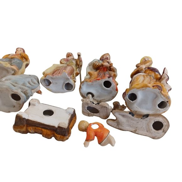 Vintage 11 Piece Ceramic Nativity Figure Set 2" to 8" Hand Painted Christmas - Picture 10 of 10